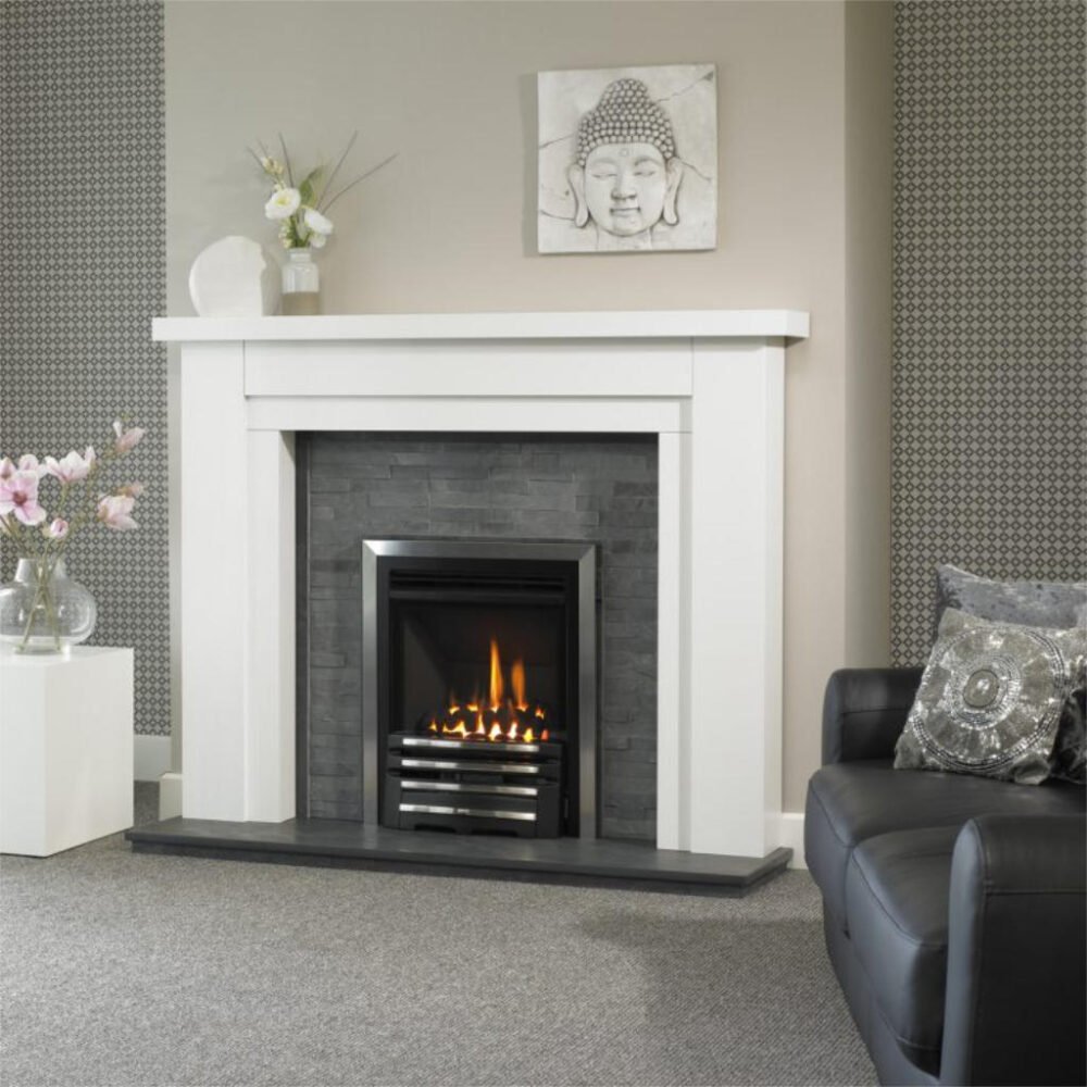 Benidorm fireplace with black granite back and hearth