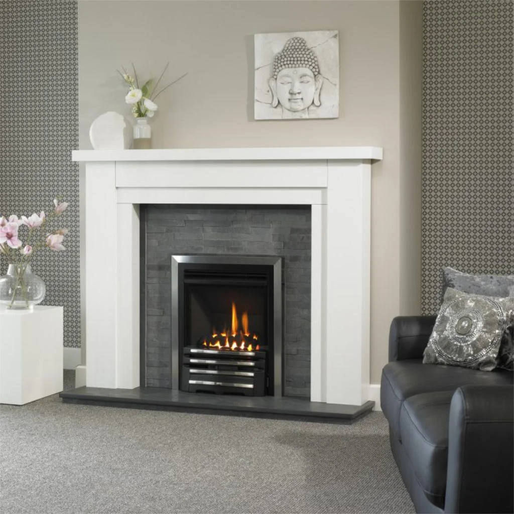Benidorm fireplace with black granite back and hearth
