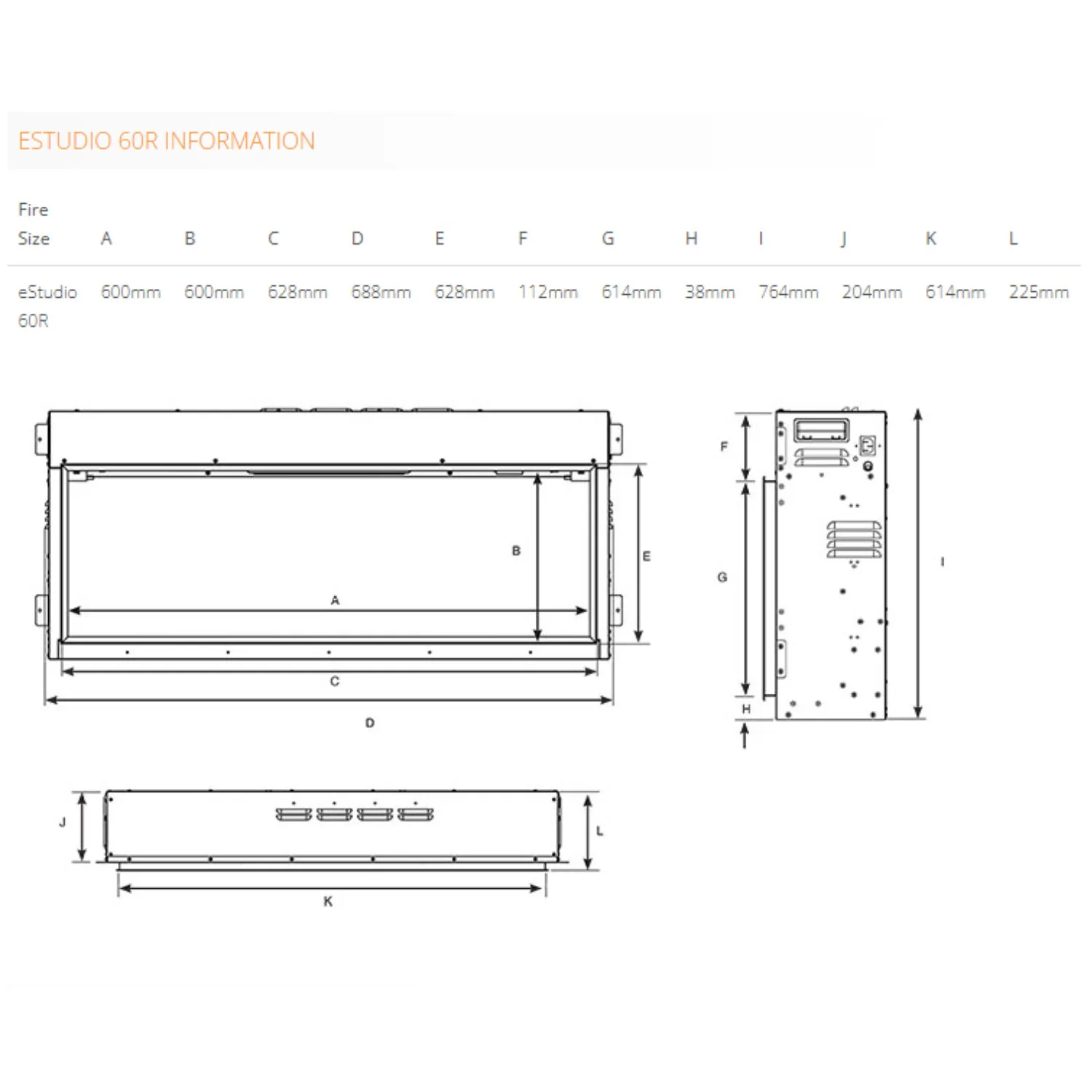 EStudio 60R dimensions